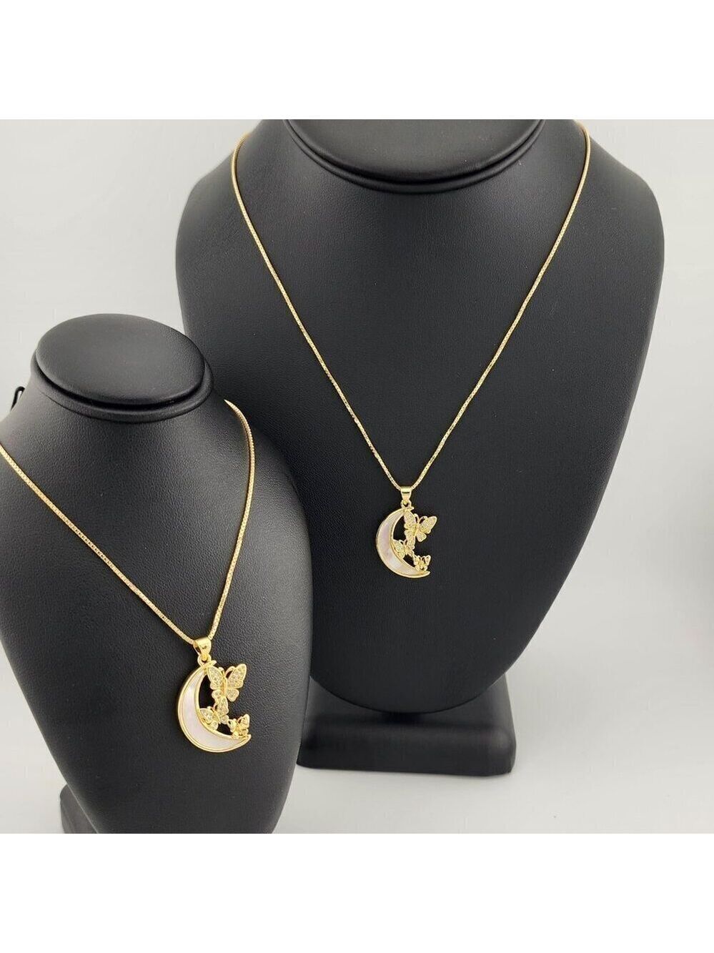 Brand New Half Moon Double Butterfly Necklace